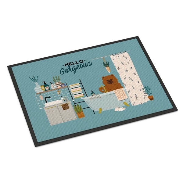 Carolines Treasures 18 x 27 in. Red Chow Chow in Bathtub Indoor or Outdoor Mat CK7564MAT - main